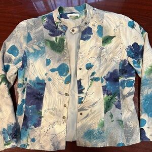 Coldwater Creek Floral Blue and Green Women's Jacket size 12